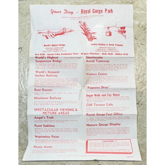 Vintage Royal Gorge Park & Bridge Area Map Canon City CO Brochure 1979 - Picture 4 of 7